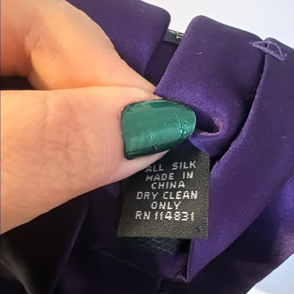 Nicole Miller New York Purple Satin Silk Shiny Necktie Tie